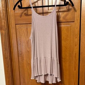 American Eagle Pink & White Striped Ribbed Tank size Medium